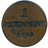Монета Бавария 1 пфеннинг 1835 год