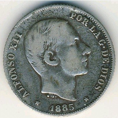 Филиппины 20 сентимо 1885 год