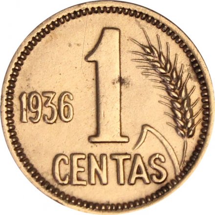 Литва 1 цент 1936 год