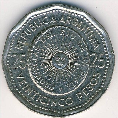 Аргентина 25 песо 1967 год