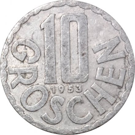 Австрия 10 грошей 1953 год