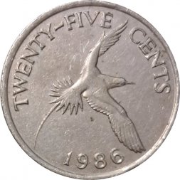 Бермудские острова 25 центов 1986 год