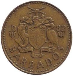 Монета Барбадос 5 центов 1982 год