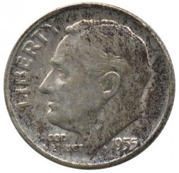 США 1 дайм (10 центов) 1955 год - Рузвельт (S)
