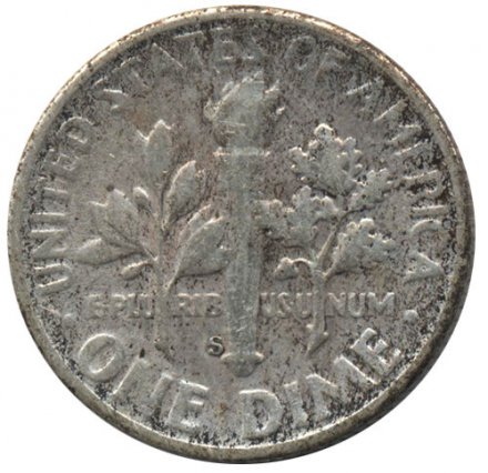 США 1 дайм (10 центов) 1955 год - Рузвельт (S)