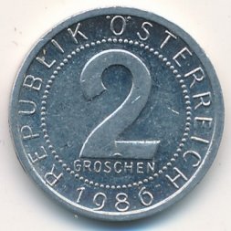 Австрия 2 гроша 1986 год