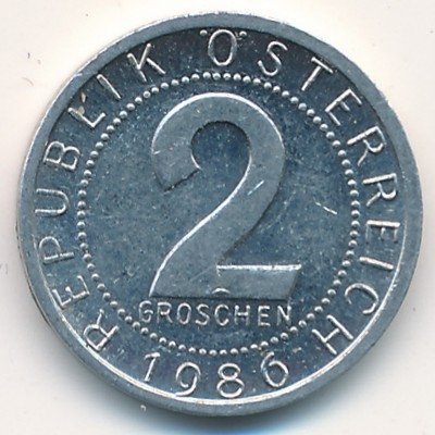 Австрия 2 гроша 1986 год