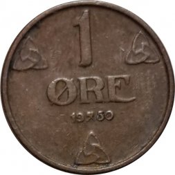 Норвегия 1 эре 1950 год