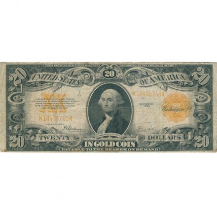 США 20 долларов 1922 год - Золотой сертификат - VF-