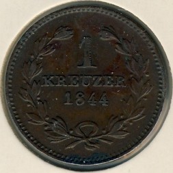 Баден 1 крейцер 1844 год