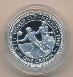 Остров Мэн 1 крона 1986 год - Чемпионат мира по футболу 1986, Мексика (гол, 2 игрока, серебро)