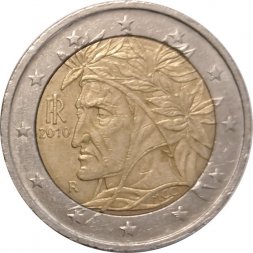 Италия 2 евро 2010 год -  Данте Алигьери
