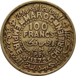 Марокко 100 франков 1953 год