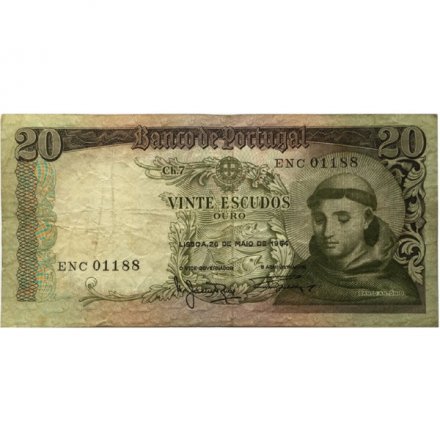 Португалия 20 эскудо 1964 год - F