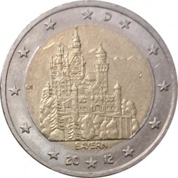 Германия 2 евро 2012 год - Федеральная земля Бавария (J)