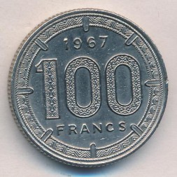 Монета Французская Экваториальная Африка 100 франков 1967 год