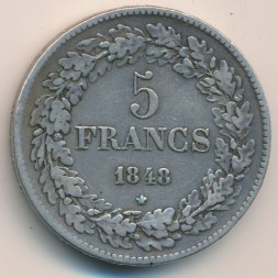 Бельгия 5 франков 1848 год