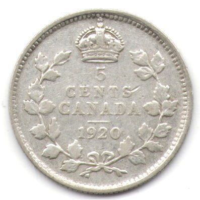 Канада 5 центов 1920 год