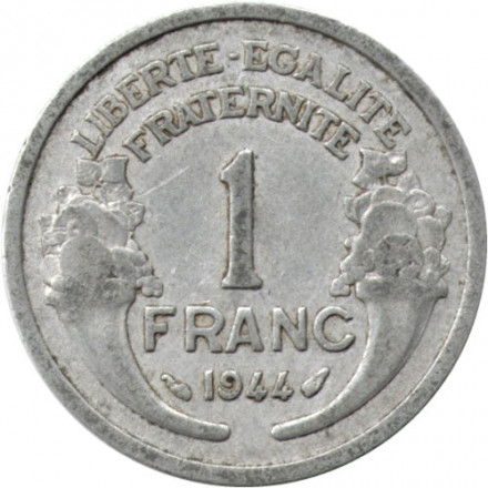 Франция 1 франк 1944 год (REPUBLIQUE FRANÇAISE, без отметки МД)