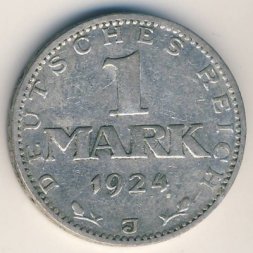 Веймарская республика 1 марка 1924 год (J)