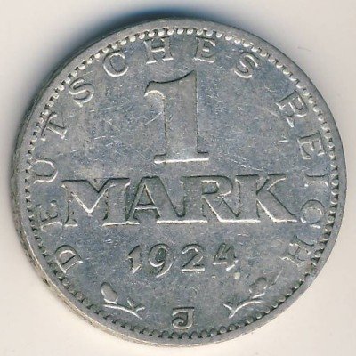 Веймарская республика 1 марка 1924 год (J)