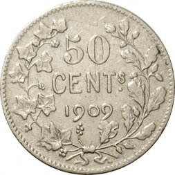 Бельгия 50 сантимов 1909 год (DES BELGES)