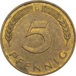 ФРГ 5 пфеннигов 1988 год (D)
