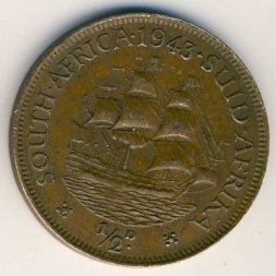 ЮАР 1/2 пенни 1943 год