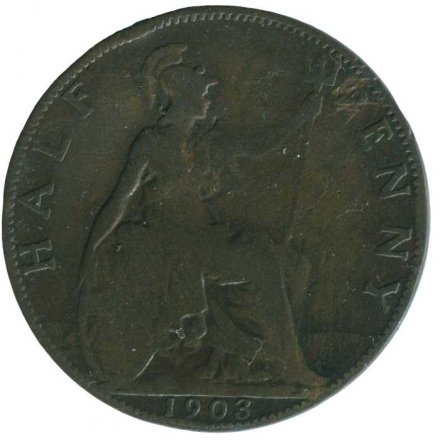 Великобритания 1/2 пенни 1903 год - Король Эдуард VII