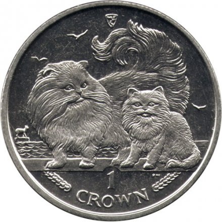 Остров Мэн 1 крона 2009 год - Персидские кошки (Медь-Никель)