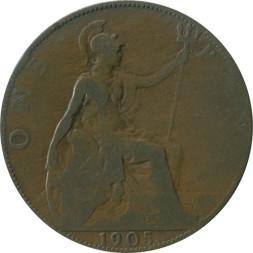 Великобритания 1 пенни 1905 год