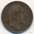 Великобритания 1 фартинг 1908 год