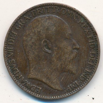 Великобритания 1 фартинг 1908 год