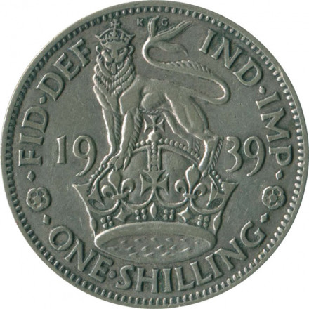 Великобритания 1 шиллинг 1939 год - Английский герб