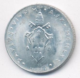 Ватикан 2 лиры 1971 год - Папа Павел VI