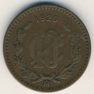 Мексика 10 сентаво 1920 год