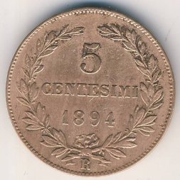 Сан-Марино 5 чентезимо 1894 год