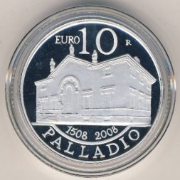 Сан-Марино 10 евро 2008 год - 500 лет со дня рождения Андреа Палладио