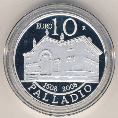 Сан-Марино 10 евро 2008 год - 500 лет со дня рождения Андреа Палладио