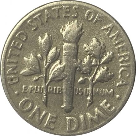 США 1 дайм (10 центов) 1967 год - Франклин Рузвельт (без отметки МД)
