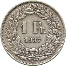 Швейцария 1 франк 1937 год