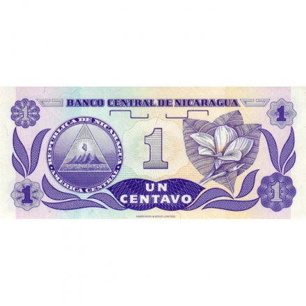 Никарагуа 1 сентаво 1991 год - Франсиско Эрнандес де Кордоба. Плюмерия - AU
