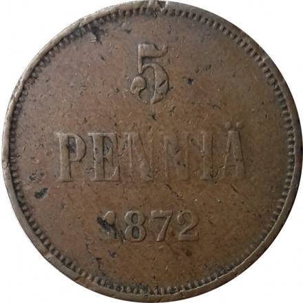 Финляндия 5 пенни 1872 год - Александра II - F+