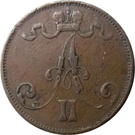 Финляндия 5 пенни 1872 год - Александра II - F+