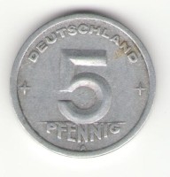 Монета ГДР 5 пфеннигов 1949 год (A)