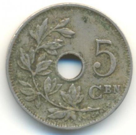 Бельгия 5 сантимов 1923 год BELGIE