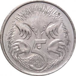 Австралия 5 центов 2010 год - Ехидна