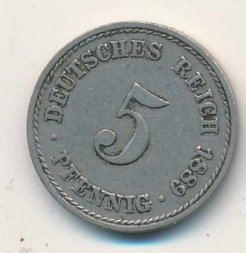 Германия 5 пфеннигов 1889 год (A)