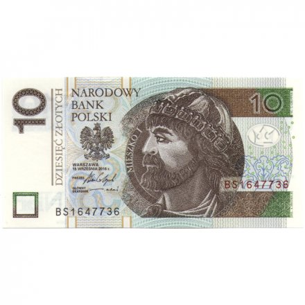 Польша 10 злотых 2016 год - UNC