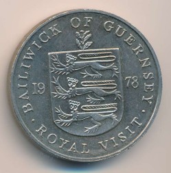Монета Гернси 25 пенсов 1978 год - Королевский визит